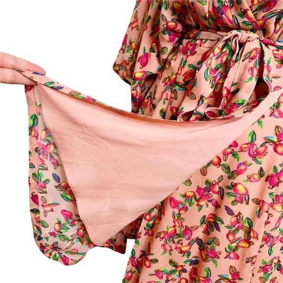 FARM Rio RARE Pink Wrap Tie Dress Mango Tropical - Picture 10 of 16